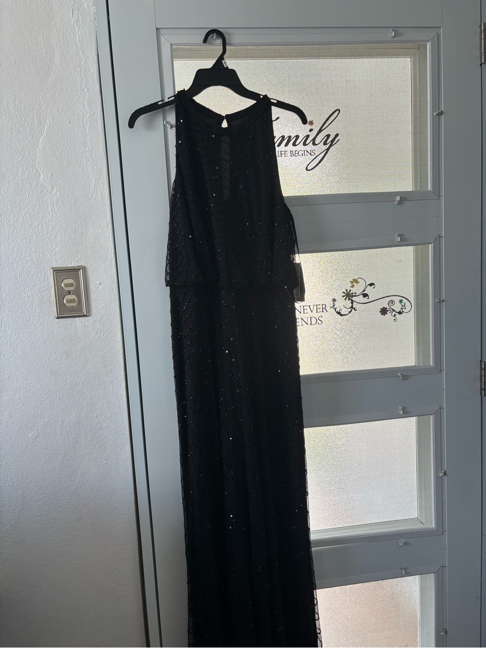 Adrianna Papell Black Beaded Maxi Dress